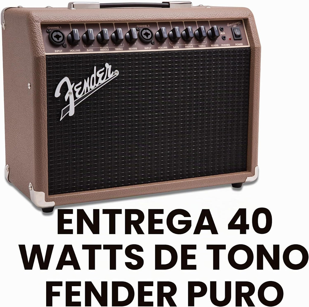 Fender Acoustasonic Amplificador de guitarra acústica de 40 W, combo de amplificador portátil