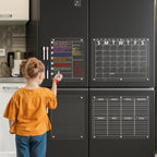 4 piezas de pizarra acrílica magnética de borrado en seco para nevera, calendario transparente semanal y diario, planificador de menús de comidas para refrigerador, libreta de notas, pizarra