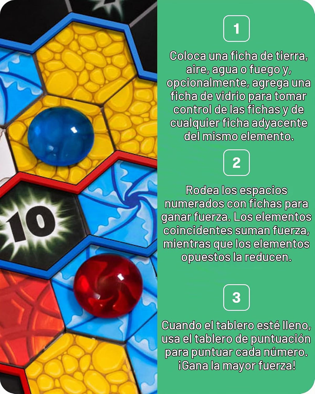 SimplyFun Juego de mesa Matter – Juego de estrategia de control de área para adolescentes y adultos a partir de 10 años – Incluye tablero de juego, 92 fichas de elementos, 56 elementales, 14 fichas de