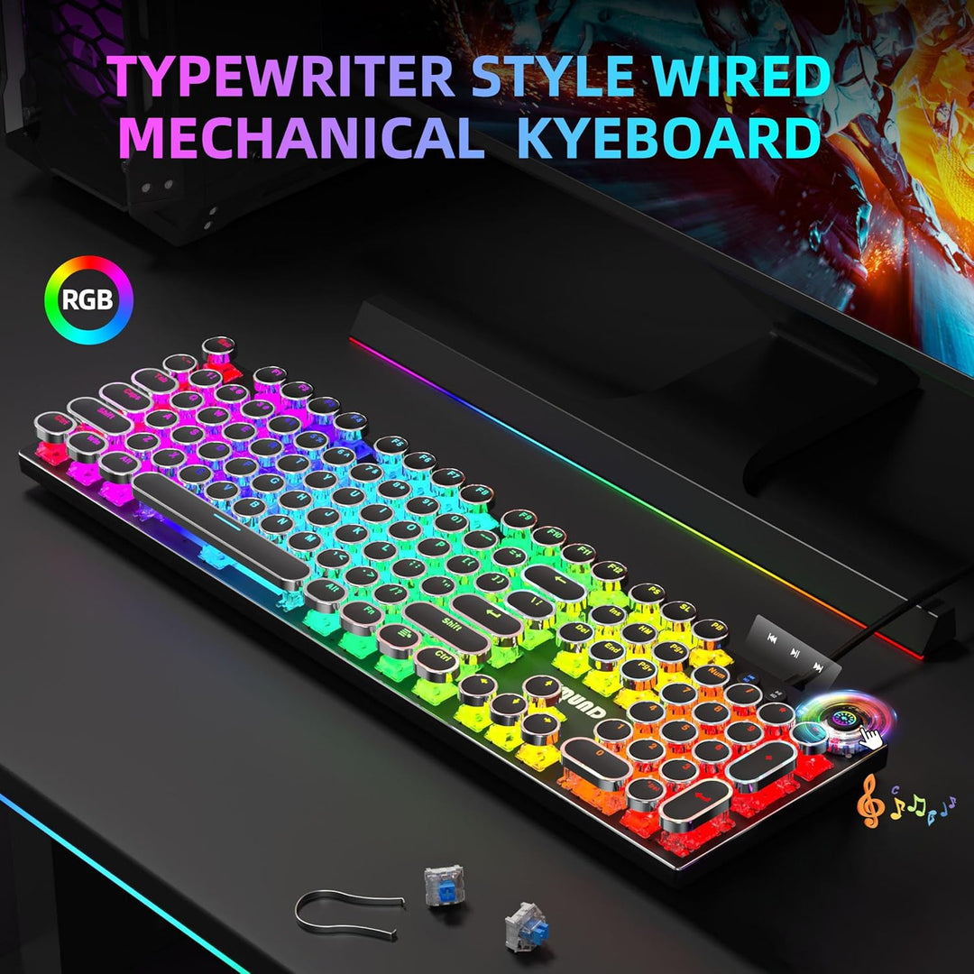 VMUND Teclado mecánico para juegos K968 Retro Typewriter - RGB retr...