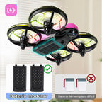 Swifsen Dron para niños con cámara y posicionamiento de flujo óptico, mini cuadricóptero RC con protección completa, 2 baterías modulares, luces LED coloridas, regalo fácil de volar para niños y principiantes (versión mejorada).