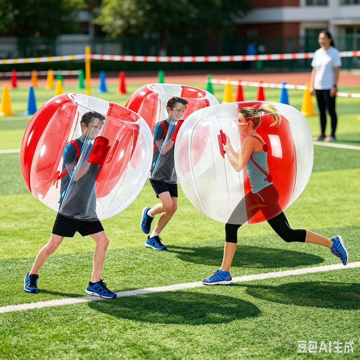 ZHUYNXIR 2 bolas de sumo para adultos, bolas de rebote para niños, pelota inflable para niños, bola zorb corporal para niños, juegos en equipo al aire libre (48 pulgadas, rojo + rojo)
