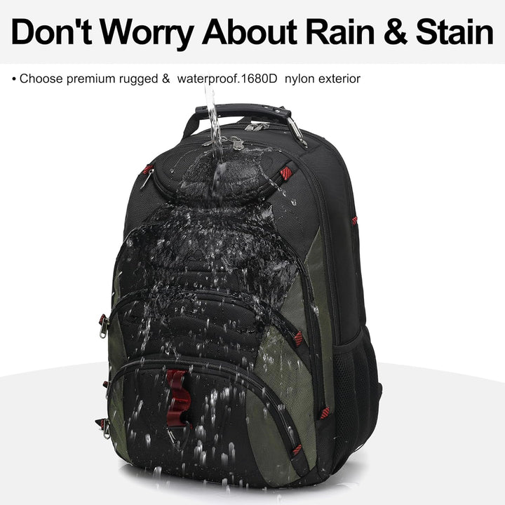 Mochila para laptop Boavan para hombre (Negro, 15.6), negro y verde...