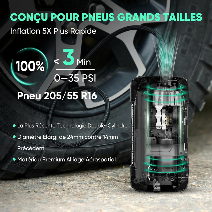 Butiyou Compresor de aire portátil para inflador de neumáticos BY01...