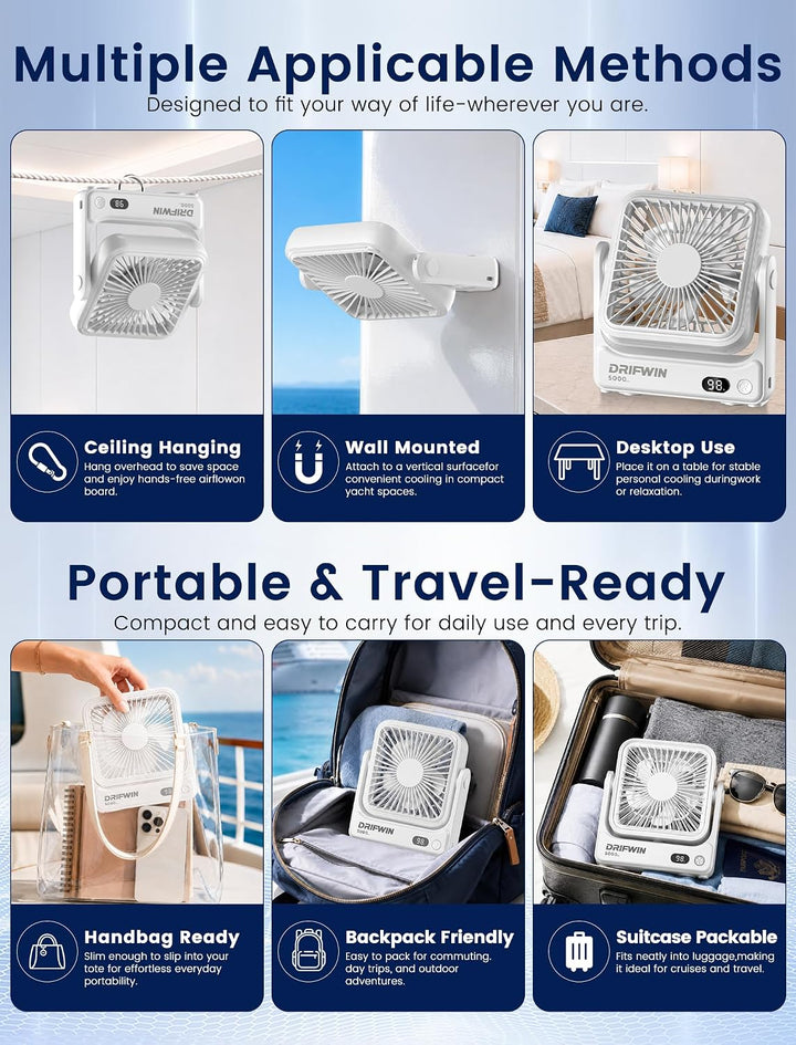 DRIFWIN Ventilador magnético aprobado por crucero, ventilador de vi...