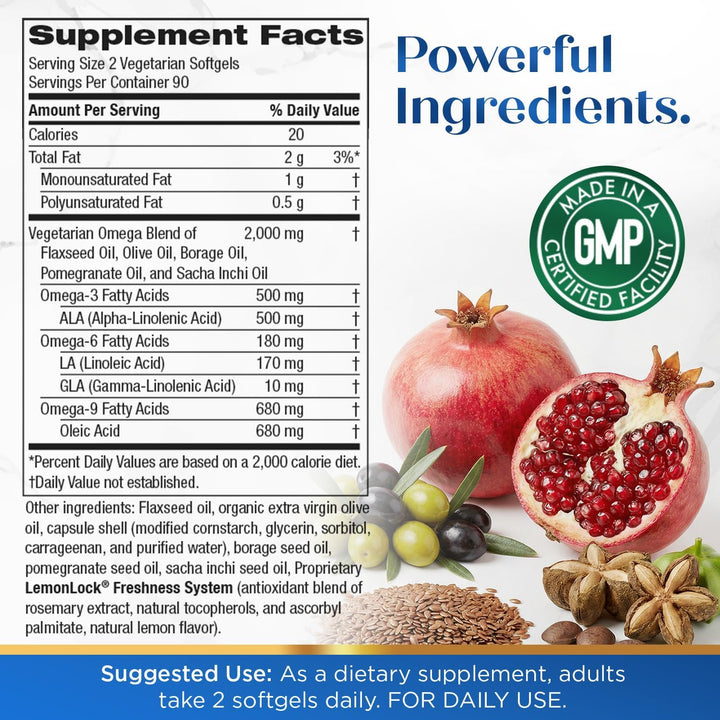 Purity Products Fórmula vegana Omega 3 6 9 - Complejo de ácidos gra...