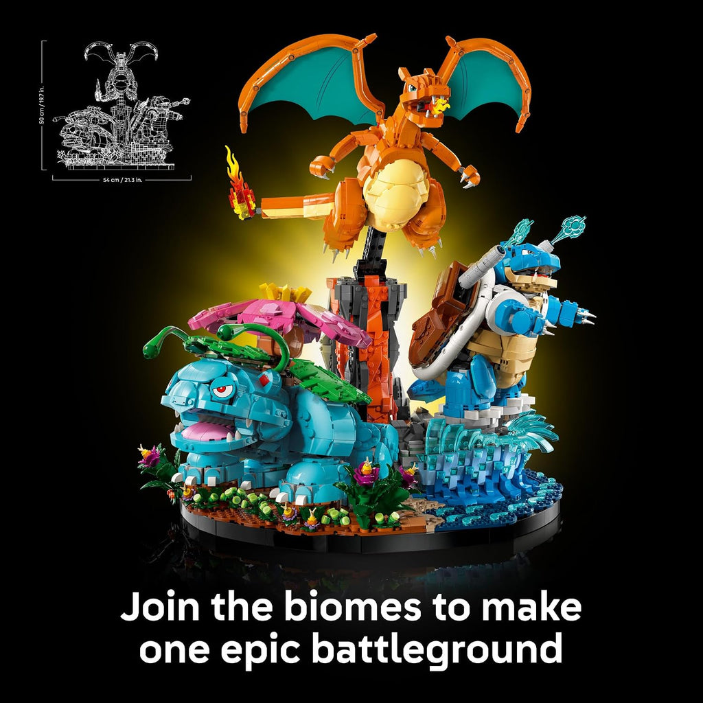 LEGO Pokémon Venusaur, Charizard y Blastoise - Juego de construcción para adultos, a partir de 18 años, figuras coleccionables de Pokémon, idea de regalo para hombres y mujeres - 72153