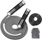 Redify Cuerda de saltar con peso para entrenamiento físico (1 libra), rodamiento de bolas sin enredos, cuerda de saltar de velocidad rápida para boxeo MMA, pérdida de peso, mango de aluminio, longitud