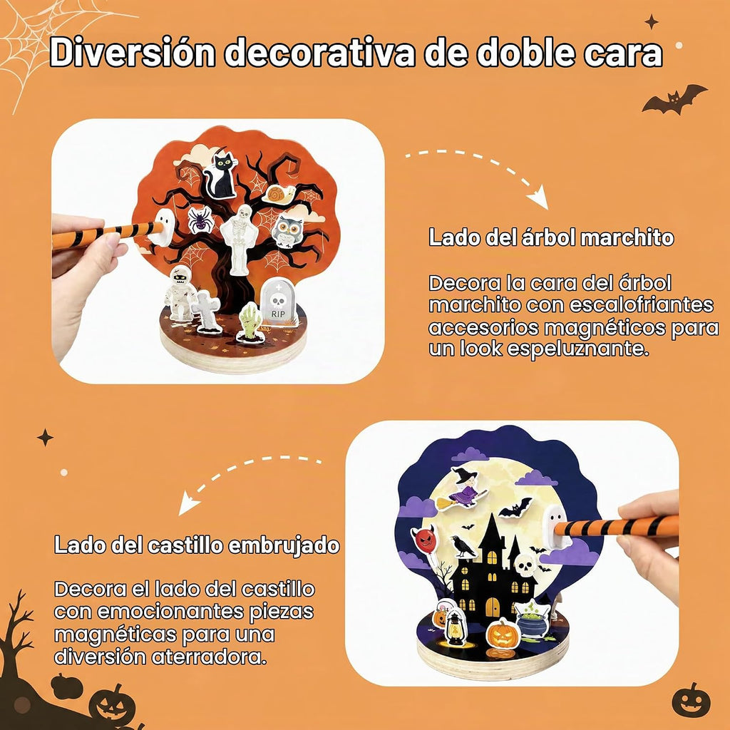 Juguetes de madera de Halloween para niños, juguetes Montessori