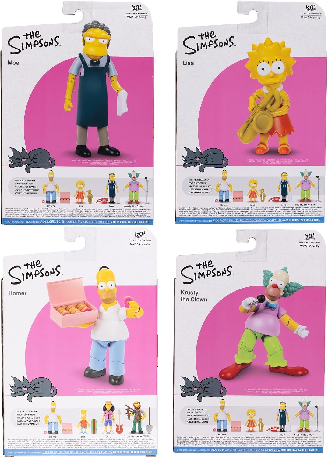 JAKKS Pacific Disney - Figuras de acción de Los Simpson, paquete de 4 figuras coleccionables de 5 pulgadas de Wave 2 - Lisa, Krusty, Moe y Homer