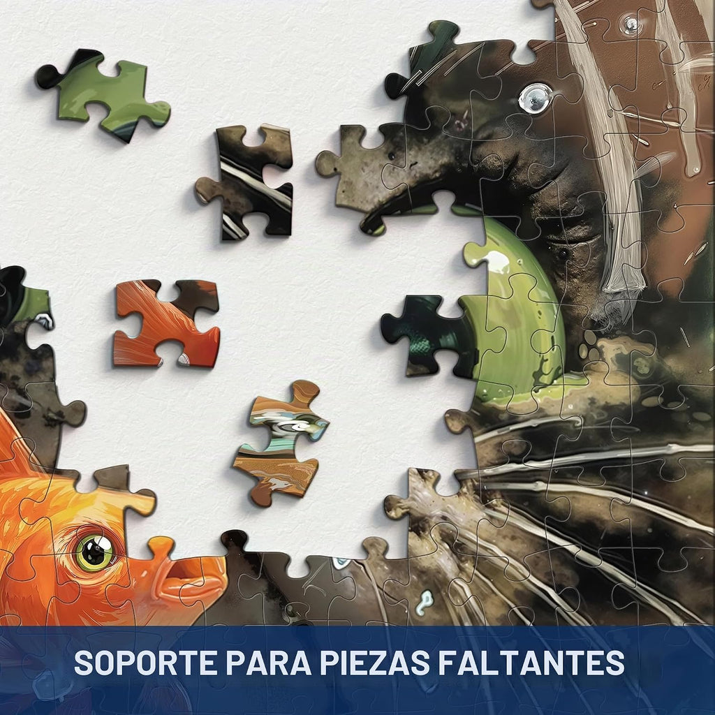 Rompecabezas de 1000 piezas de peces de gato curioso para adultos, desafiante y divertido arte de peces aterrorizados, acabado mate premium, 27.56 x 19.68 pulgadas, perfecto para noches de juego
