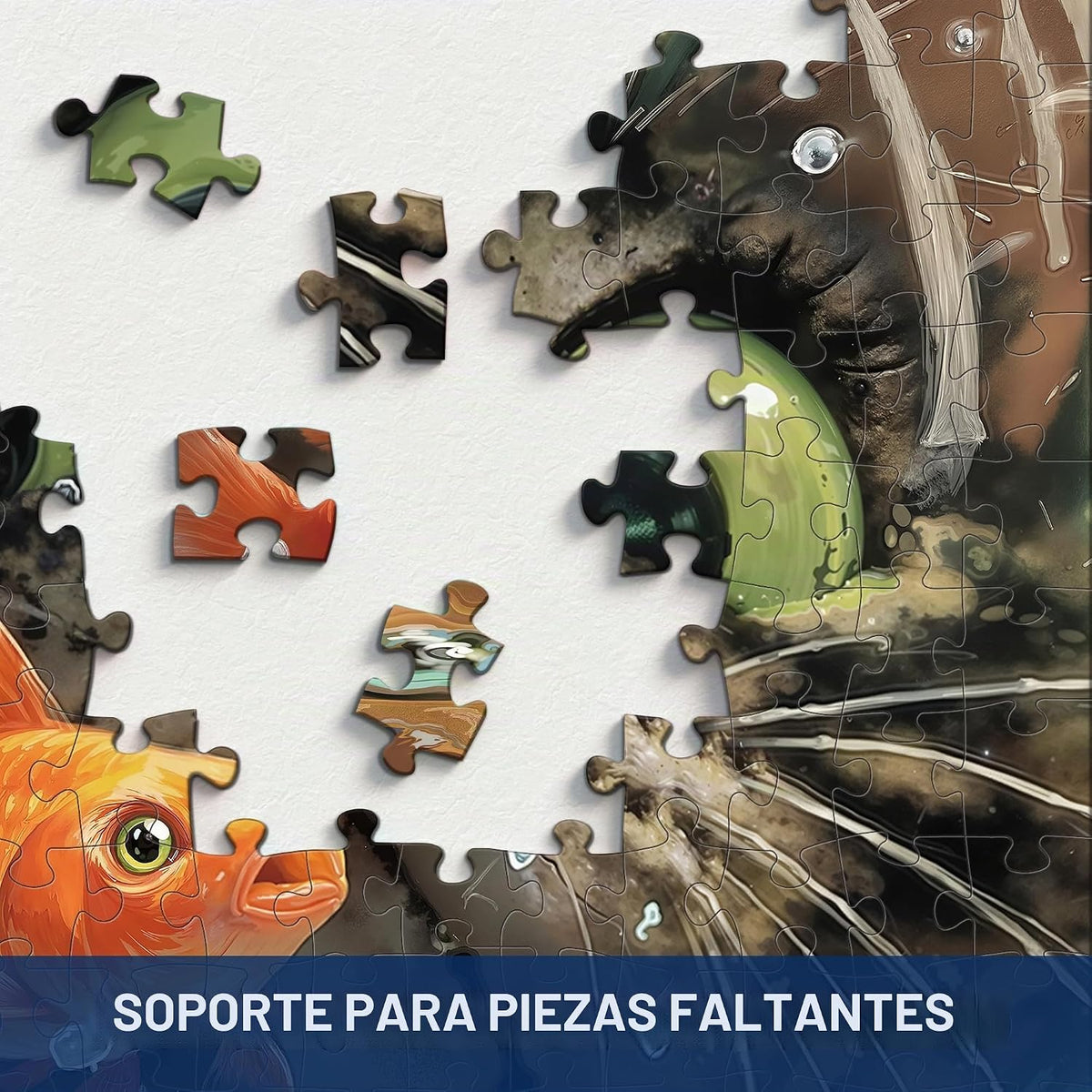 Rompecabezas de 1000 piezas de peces de gato curioso para adultos, desafiante y divertido arte de peces aterrorizados, acabado mate premium, 27.56 x 19.68 pulgadas, perfecto para noches de juego