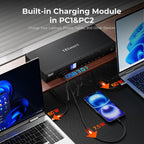 TESmart USB 3.0 HDMI+DP+USB C Interruptor KVM 3 Monitores 4 Computadoras 4K@60Hz, Interruptor KVM de Triple Monitor de 4 Puertos MST, PD de 60W para Laptop, Ethernet de 1G, Emuladores EDID