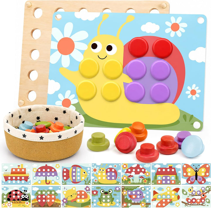 Joyreal Juguetes Montessori de madera para niñas de 2, 3, 4 años, r...
