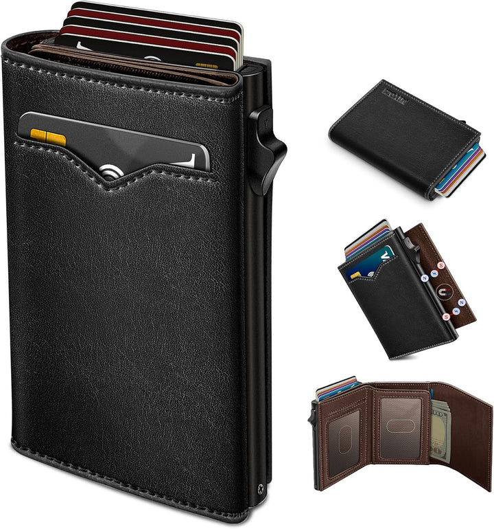 Cartera miyozi para hombre, con bolsillo para efectivo, 2 ventanas...