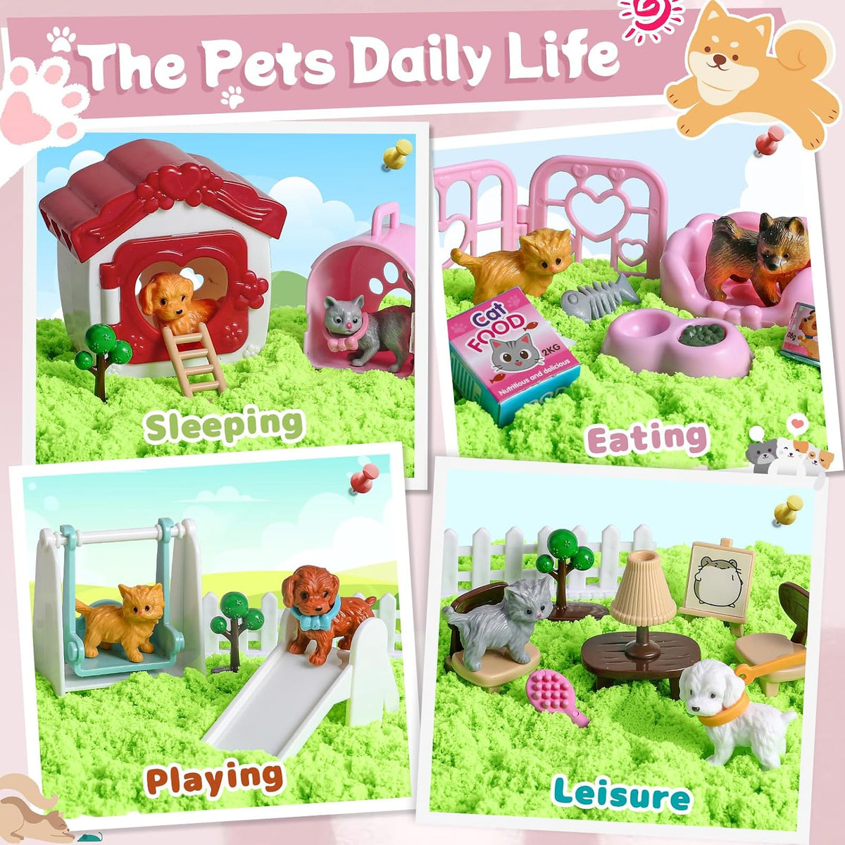 Cat y Dog Sensory Bin, Play Sand Kit para Girls y Boys Ages 3-8