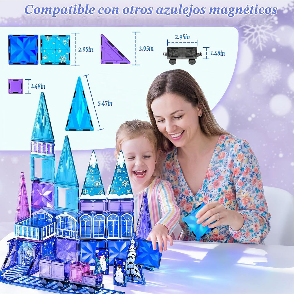 Princess Castle - Azulejos magnéticos para niños de 4 a 8 años con juego de