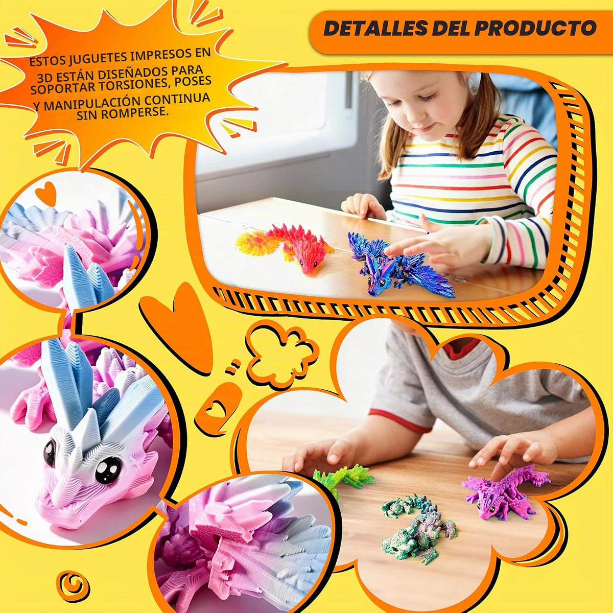 12 piezas de dragones impresos en 3D, juguetes coloridos para ansiedad