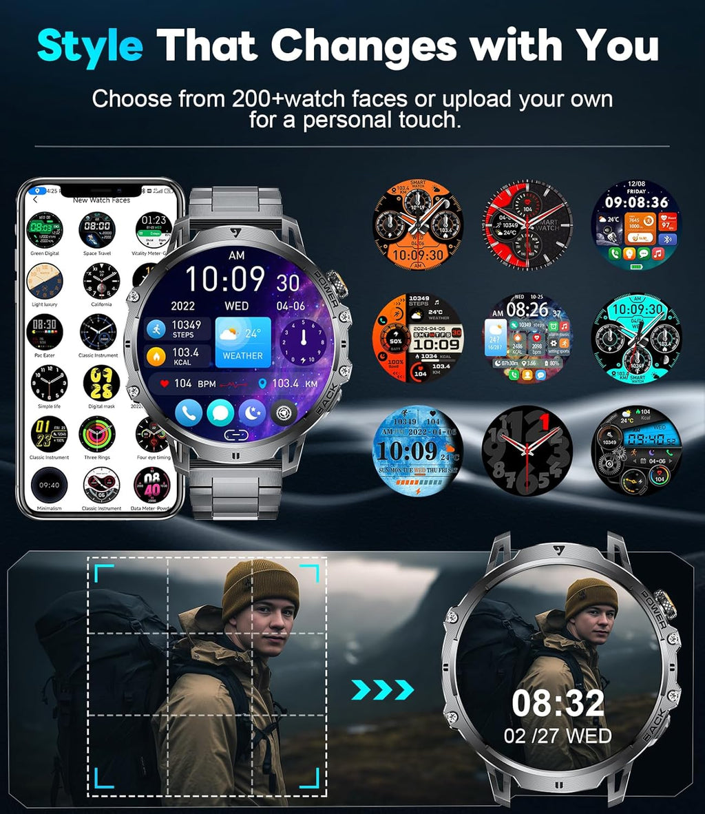 LIGE Relojes inteligentes militares para hombres (2 bandas), pantalla
