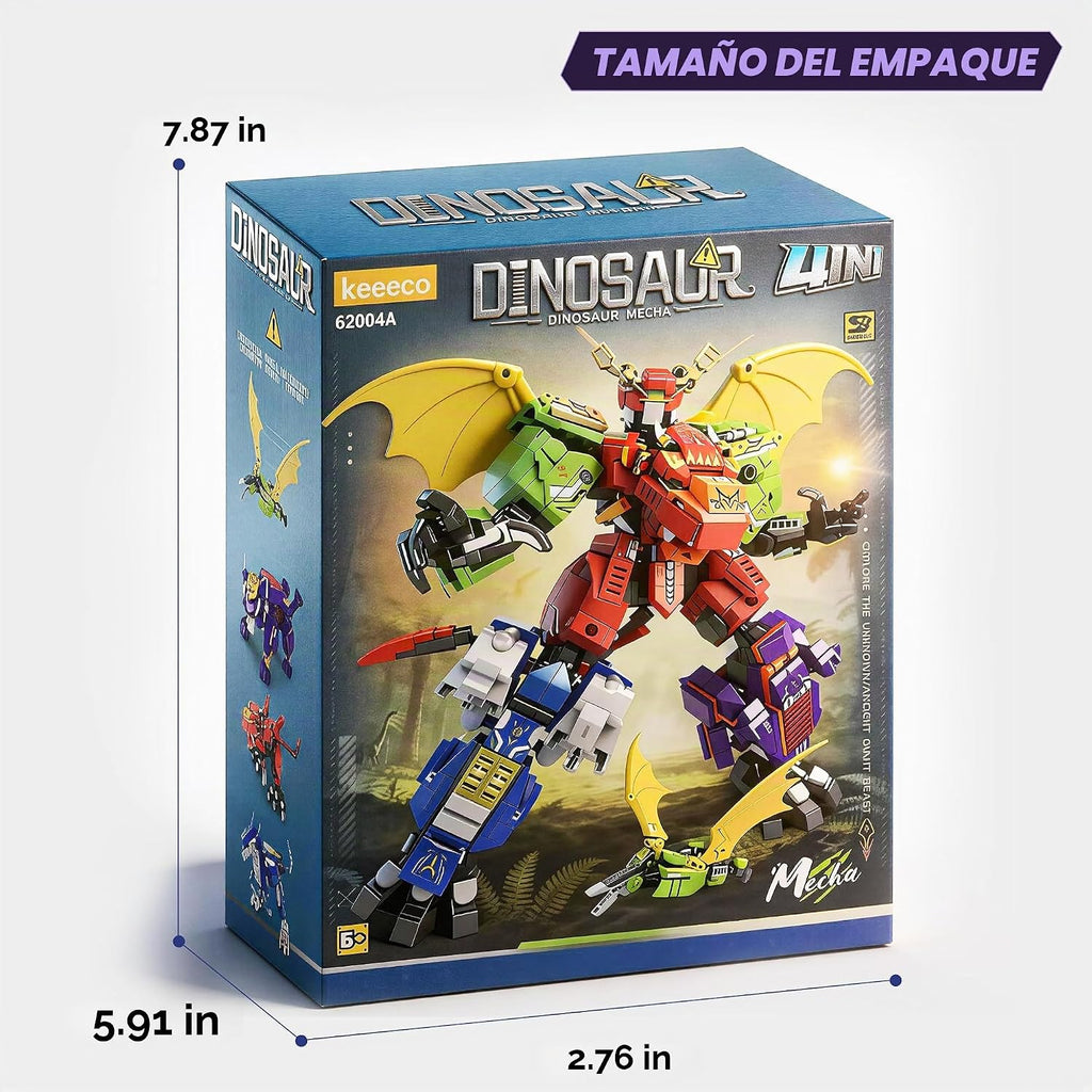 4 en 1 Dino Mecha Kit, robot transformador de juguete de regalo para niños de 8 años en adelante, 904 unidades