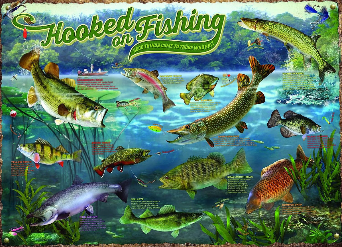 Cobble Hill - Rompecabezas de 1000 piezas, enganchado a la pesca, póster de muestra incluido