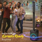 Dolphin Altavoz de fiesta Bluetooth para karaoke con 2 micrófonos