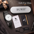 BUREI Relojes de pulsera para hombre, relojes minimalistas de moda, analógicos de cuarzo, impermeables para hombres