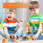10 juegos de xilófono de madera para niños, instrumento de juguete musical con 20 mazos de madera, kit de percusión para niños en edad preescolar y educativa, aprendizaje musical