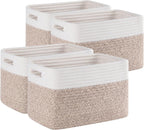 Paquete de 4 cestas de almacenamiento para organizar, cestas tejidas para estantes, perfectas para juguetes, libros, toallas y ropa, cestas de regalo duraderas, almacenamiento de juguetes
