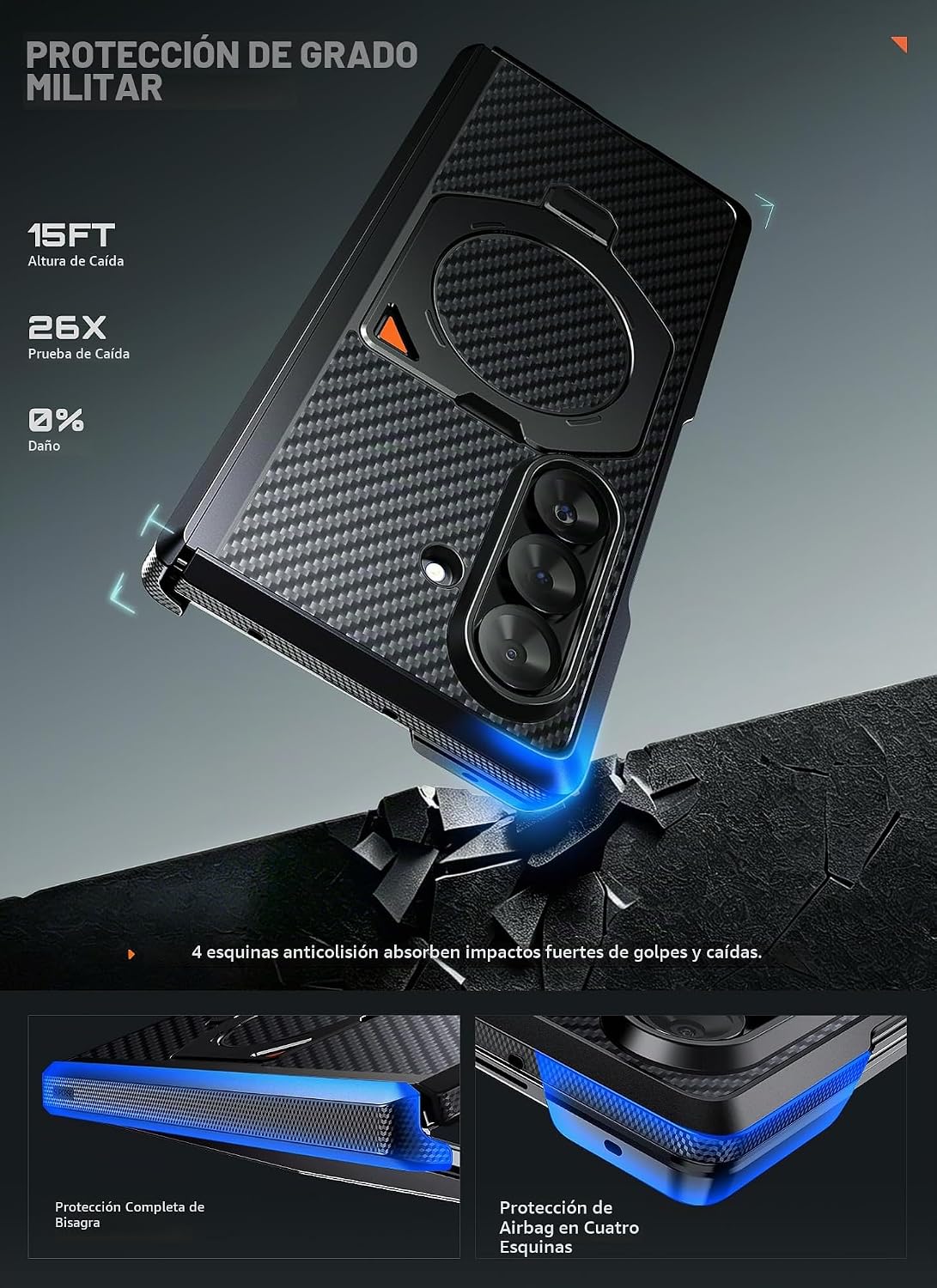 SUPCASE para Samsung Galaxy Z Fold 8 Ultra/Z Fold 7 Case, Aramid negro