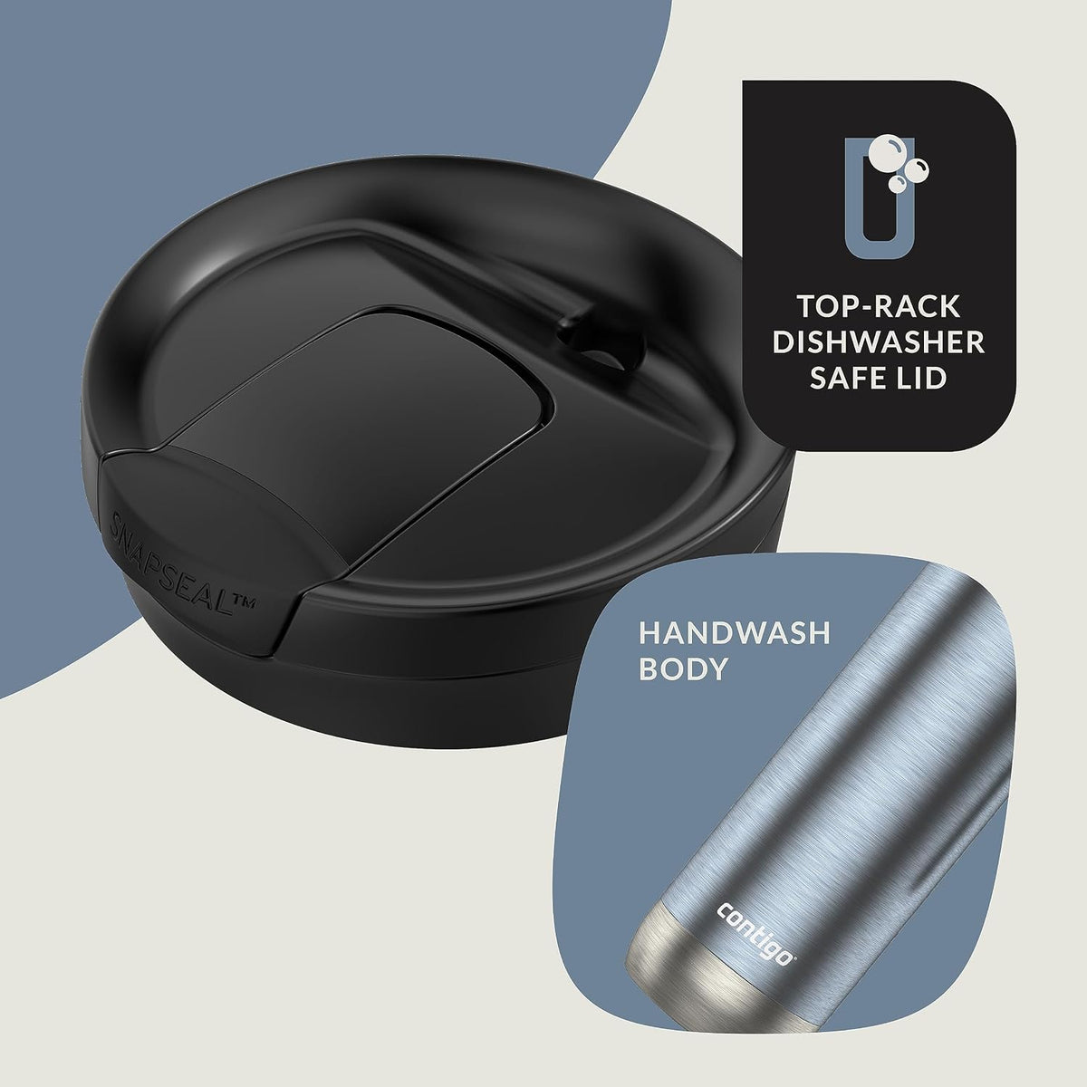 Contigo Superior 2.0 Tapa para Vaso de Viaje de Acero Inoxidable, Dark Ice, 20oz