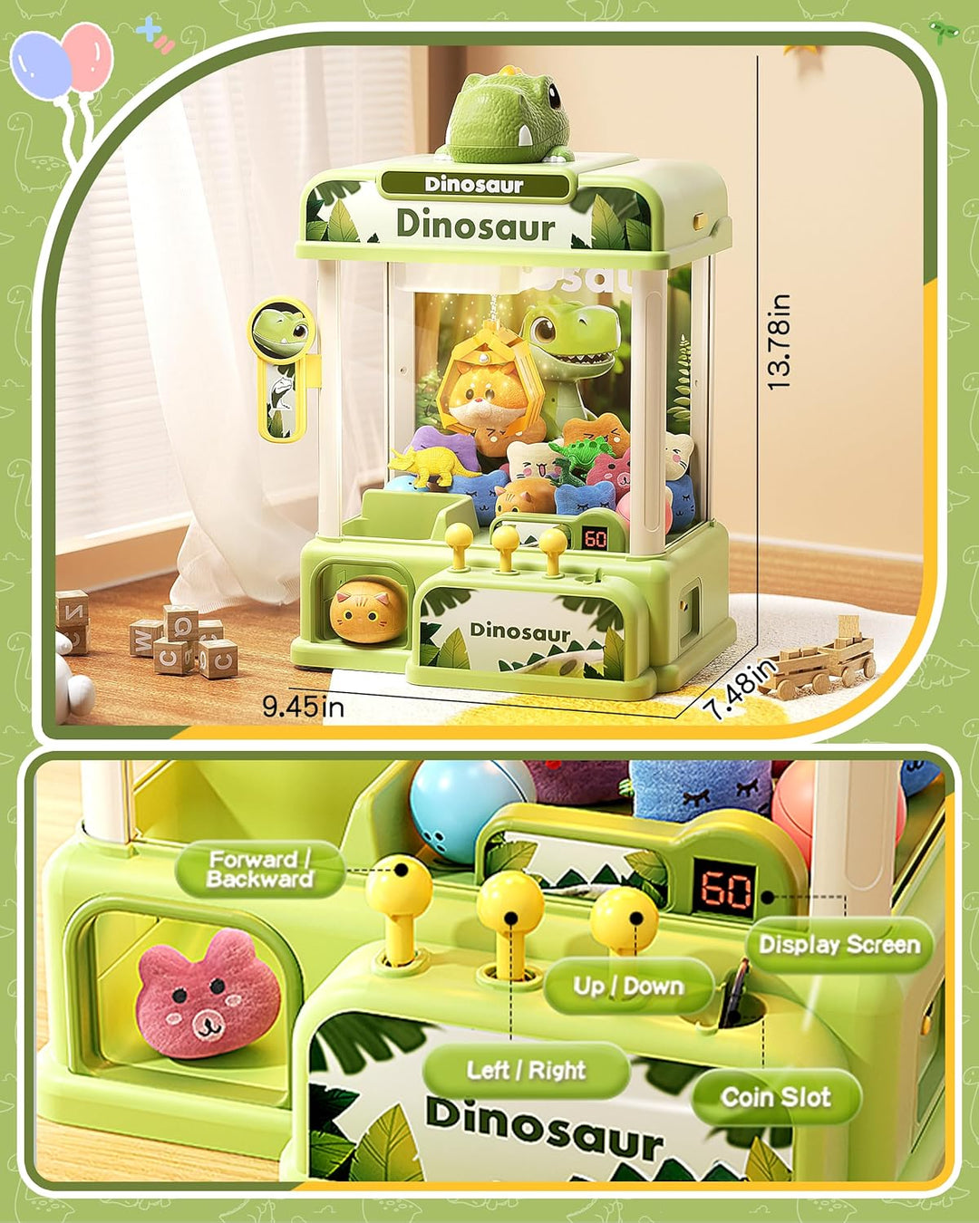 STACTCUTE 78 piezas máquina de garras de dinosaurio para niños, min...