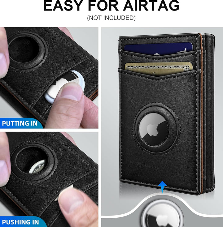 miyozi Billetera Airtag para hombre, con bolsillo para efectivo, 2...