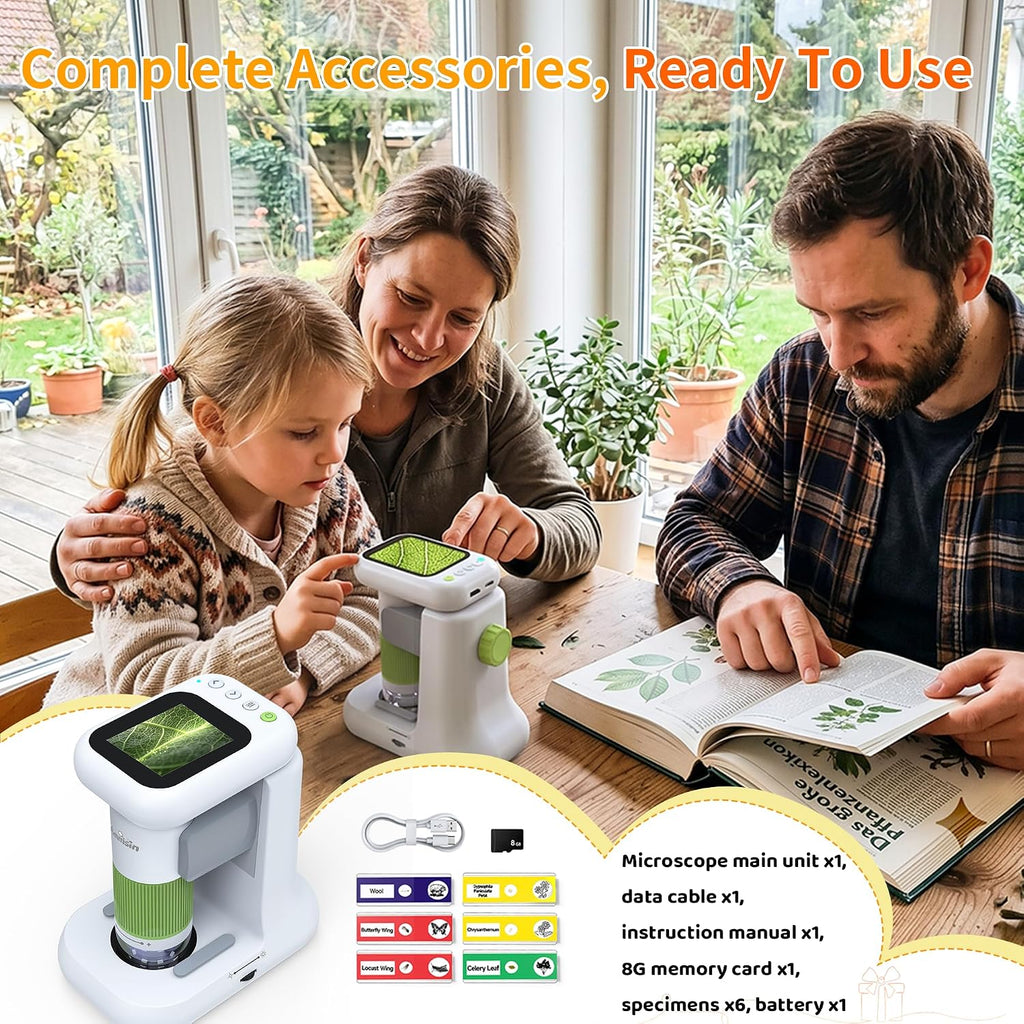 Microscopio para niños, 2.4" HD 1080P y 1000X juguete STEM
