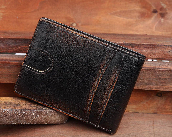 DK86 Cartera para hombres Slim Rfid Bifold Cuero Genuino 2 ID Venta...