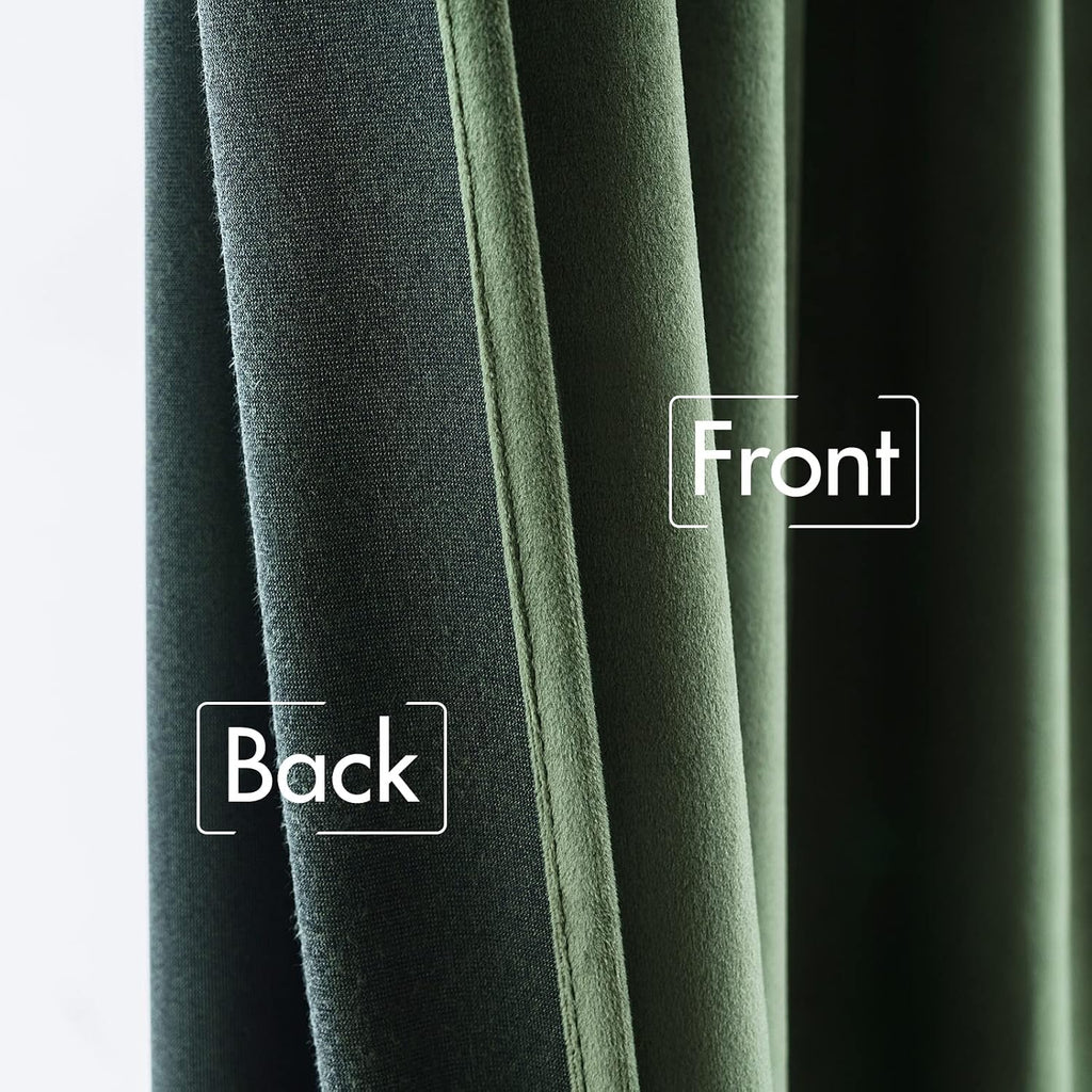 MIULEE Cortinas de terciopelo verde oliva de 96 pulgadas 2 paneles - Plisadas con pinza, lujosas cortinas opacas para oscurecer la habitación, cortinas de ventana para dormitorio y sala de estar