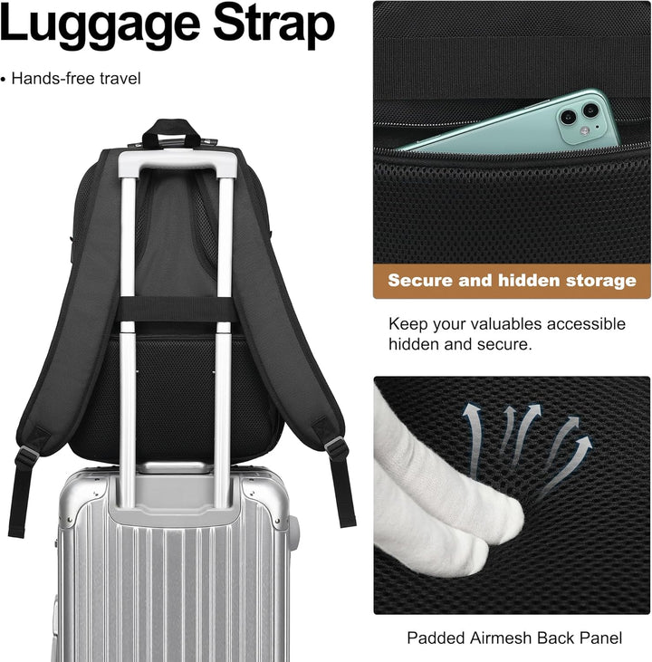 Mochila para laptop Boavan para hombres (Negro, 15.6), Elegante