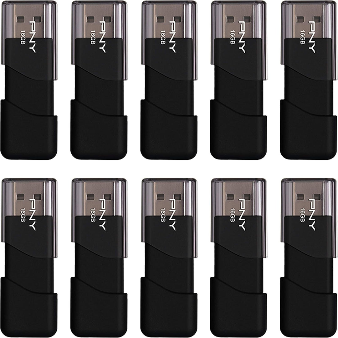 PNY Unidad flash USB 2.0 Attaché 3 de 16 GB, color negro (paquete d...