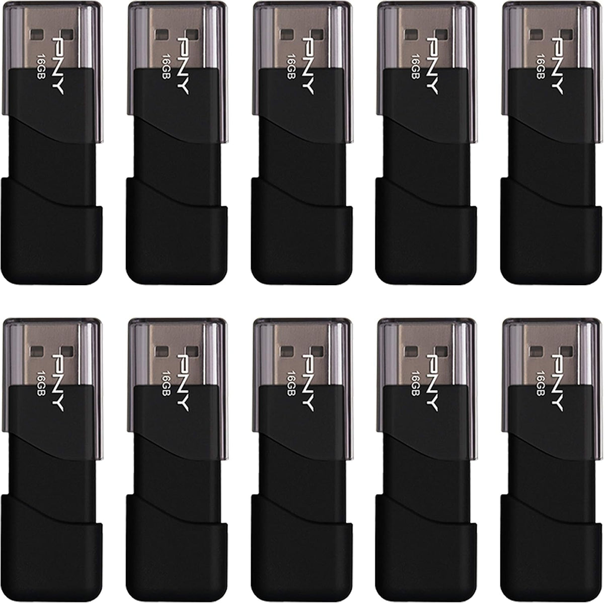 PNY Unidad flash USB 2.0 Attaché 3 de 16 GB, color negro (paquete d...