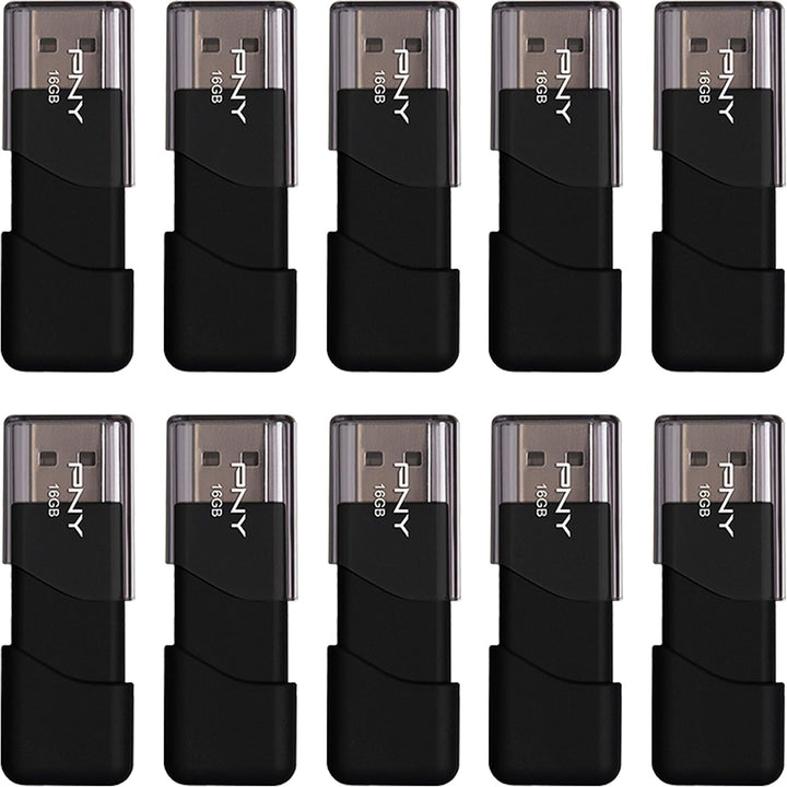 PNY Unidad flash USB 2.0 Attaché 3 de 16 GB, color negro (paquete d...