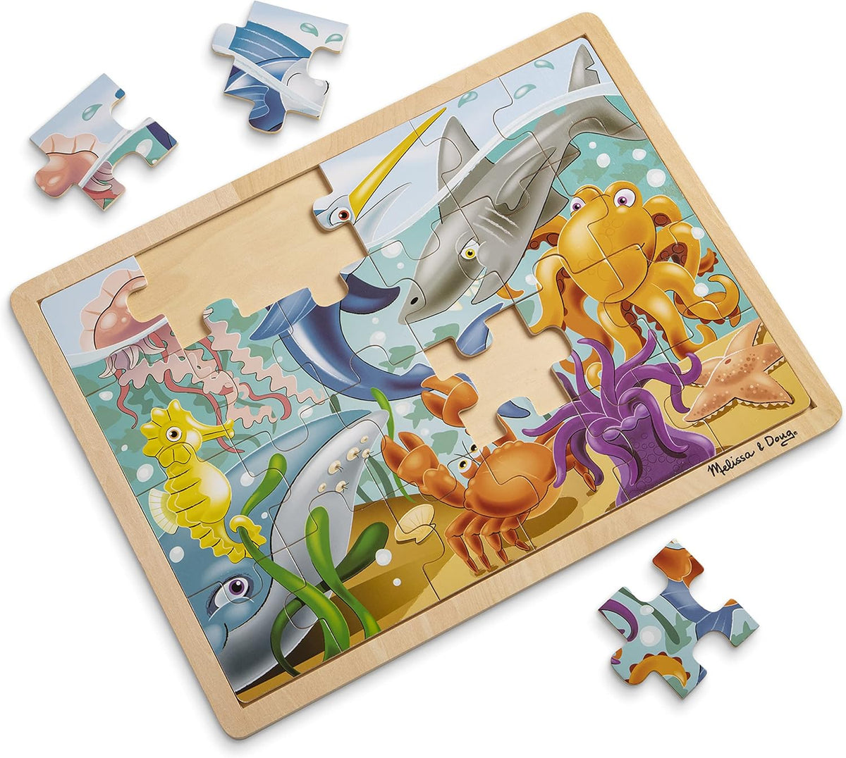 melissa & doug animales bajo el mar océano rompecabezas de madera, Versión estándar, Multicolor