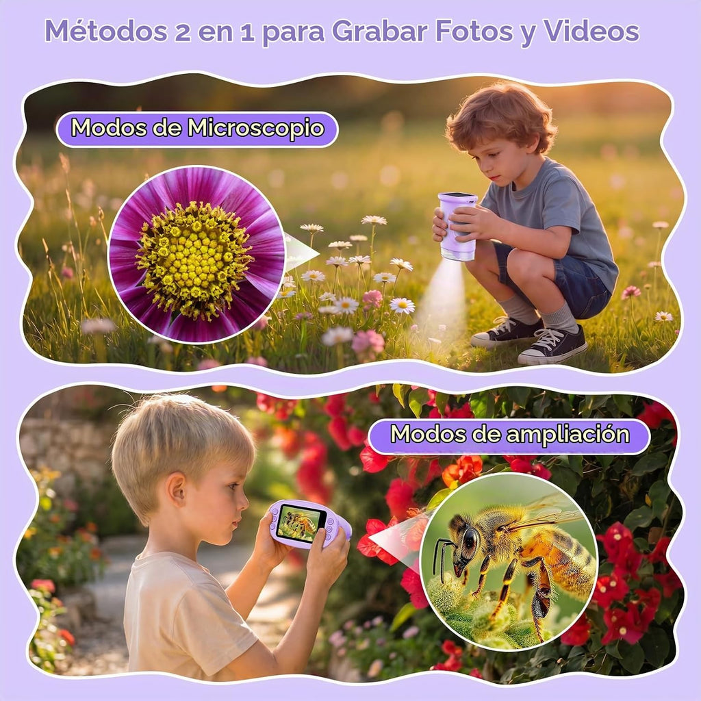 Microscopio digital de mano 4K 1000X para niños con pantalla IPS de 2.0