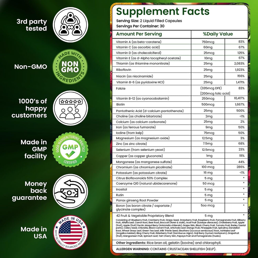 AAMATEC LIFE Cápsulas multivitamínicas/minerales con zinc y mezcla