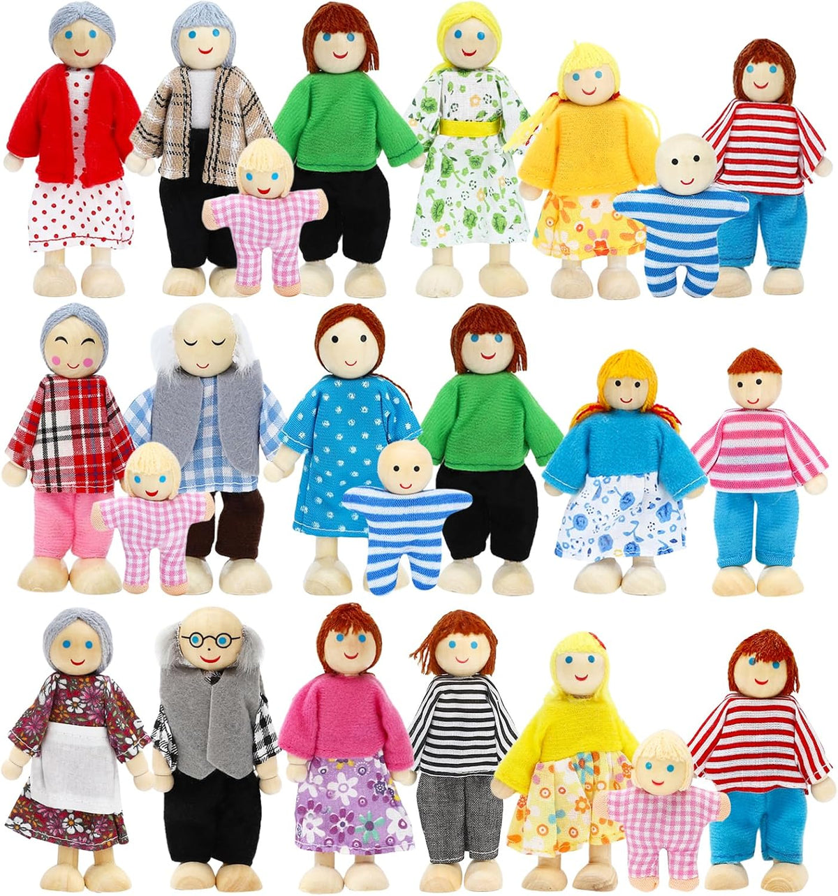 ONEST Juego de 23 piezas de casa de muñecas de madera, mini figuras