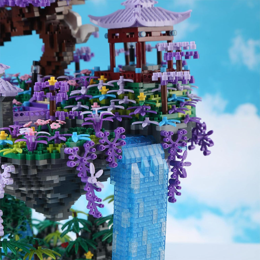 Yushinv Juego de construcción de árbol de cerezo en flor con caja, 4574 piezas, música de escena original, casa de árbol de Sakura japonesa (tipo: sinfonía), kit de construcción de luces de árbol