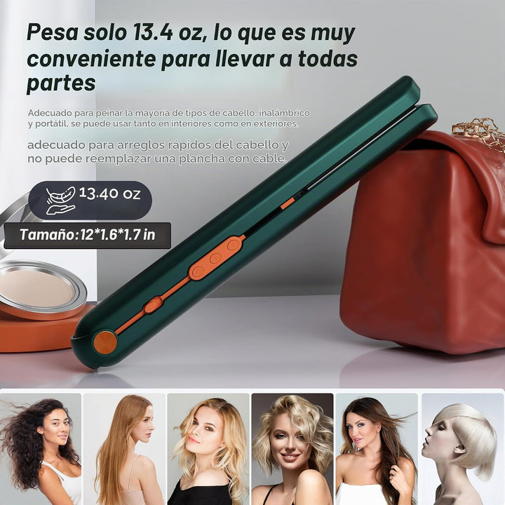 Straxelle Plancha de pelo inalámbrica, plancha plana recargable de...