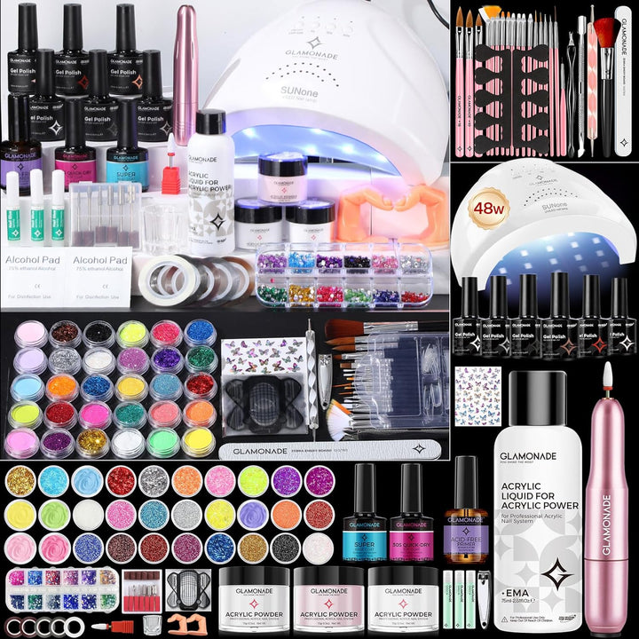Glamonade Kit de Uñas Acrílicas con Todo: Kit de Uñas Profesional p...