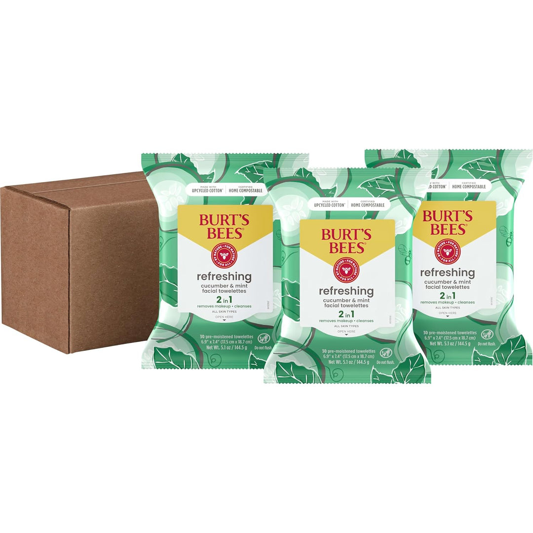 Burt's Bees Toallitas faciales de pepino y menta, para todo tip...