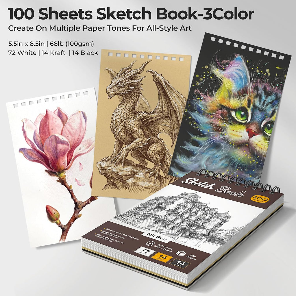 Nicpro Kit de 180 suministros de dibujo artístico, suministros de arte