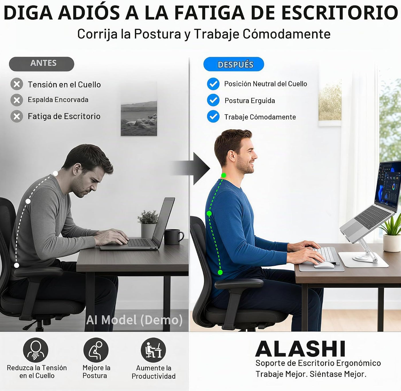 ALASHI Soporte para portátil para escritorio con base giratoria de...